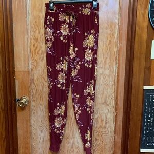 Maroon Floral Joggers